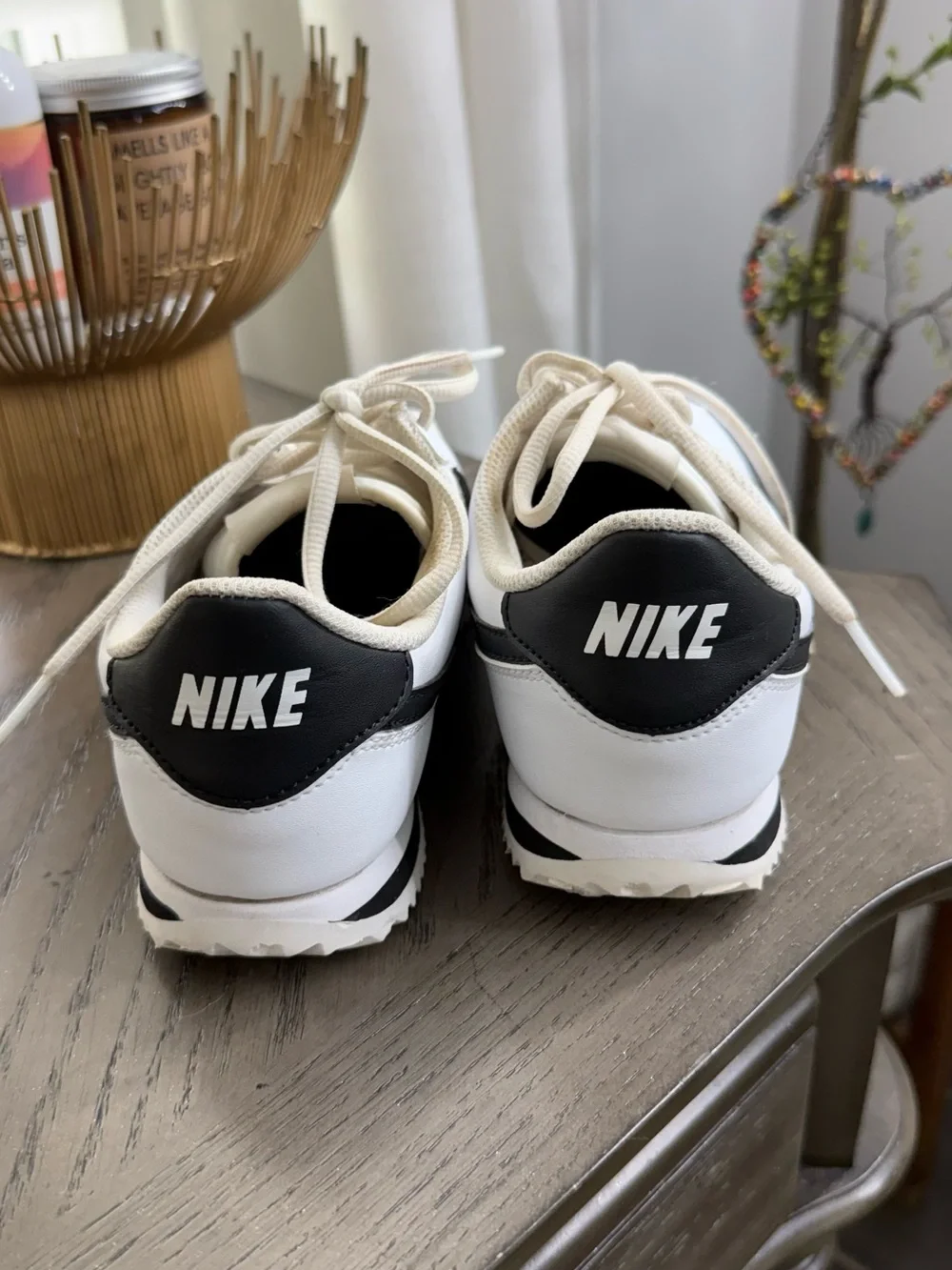 Nike Cortez White Black Leather Sneakers Kids 5Y / Women’s 6.5–7
